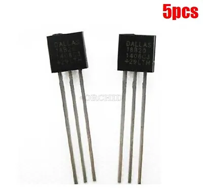 5Pcs DS18B20 Dallas 18B20 TO-92 1 Wire Digital Temperature Sensor Sv • £3.14