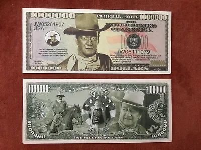 Set Of Two John Wayne One Million Dollars Doublesided Novelty Banknotes • £1.95