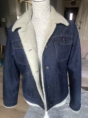 Gap Denim Jacket Sheepskin Lining Size L • £12.99