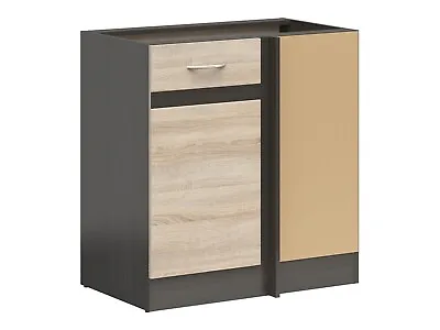 100cm Kitchen Base Corner Unit Right Door 1m Cupboard Wenge/Oak Effect Junona • £104.95