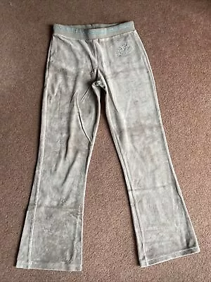 Marks And Spencer Brown / Beige Velour Velvet Joggers Straight Leg Age 9 L24 • £2