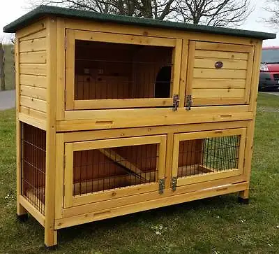 £129.99 • Buy Large Rabbit Hutch Guinea Pig Hutches Run 2 Tier Double Decker Cage Roger Xl