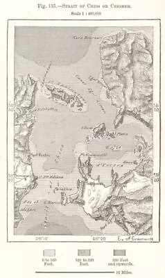 Strait Of Chios Or Chesmeh. Turkey. Sketch Map 1885 Old Antique Plan Chart • $12.42