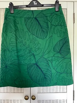 £18 • Buy White Stuff BNWT Green Navy Embroidered Linen Cotton Lined  Skirt Size 10