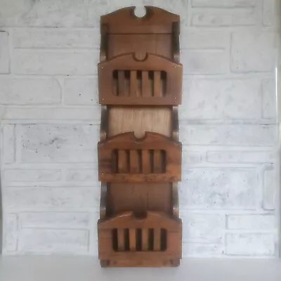 Vtg 3 Slot Wood Letter Mail & Key Holder Wall Mount Hanging Farmhouse Organizer • $45