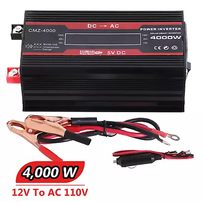 4000W LCD Sine Wave Solar Power Converter Car Power Inverter DC 12V To AC 110V • $45.79