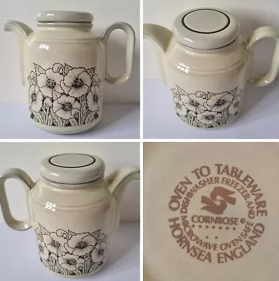 Vintage Cornrose Hornsea England 2.5 Pint Tall Beige Floral 1076g Coffee Teapot • £8.99