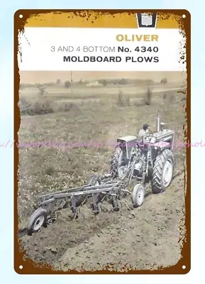 Bar Wall 1965 Oliver 4340 Moldboard Plow Tractor Farm Equipment Metal Tin Sign • $18.89