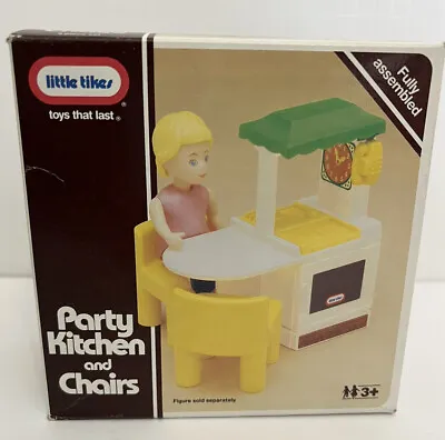 Vintage 1989 Little Tikes PARTY KITCHEN And CHAIRS Complete W Box • $35