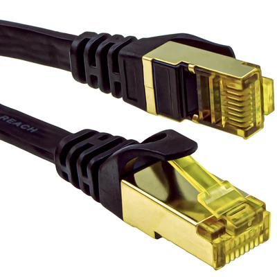 £5.76 • Buy FLAT CAT7 FTP Shielded 600MHz 10Gbps Ethernet LAN High Speed Cable RJ45 Lot GOLD