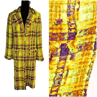 Ramy Brook Marygold Tweed Long Overcoat Neon Colours Small  • $115.99