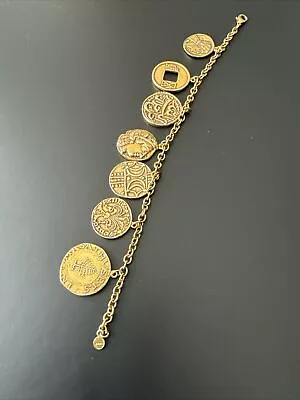 Vintage MMA Metropolitan Museum Art Gold Tone Ancient Coins Charm Bracelet • $45