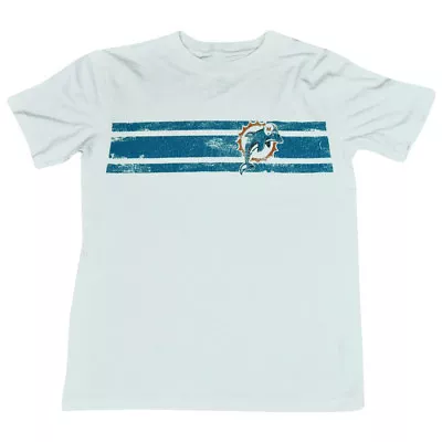 NFL Miami Dolphins Fins Vintage Logo Stripe Distressed Youth Tshirt Tee DK2502  • $15.56