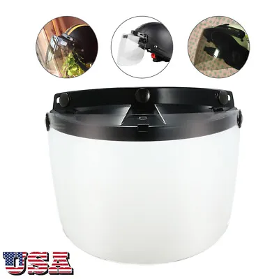 Motorcycle Half Helmet 3-Snap Flip Up Visor Face Wind Shield Waterproof B5G9 • $11.99