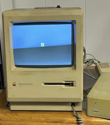 Vintage Macintosh Plus 1MB Computer + Rodime 20MB External Hard Drive WORKS! • $299