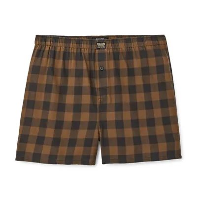 Filson Scout Boxer Shorts 20232898 Dark Tan Check Khaki Flannel Black CC • $19.99