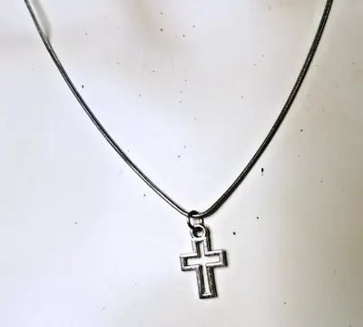 Vintage Silver Cross Pendant Necklace Chain Jewelry Sale • $7