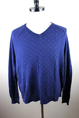 VTG Y2K Sweater V-Neck Blue Lightweight Men's Size Large • $6