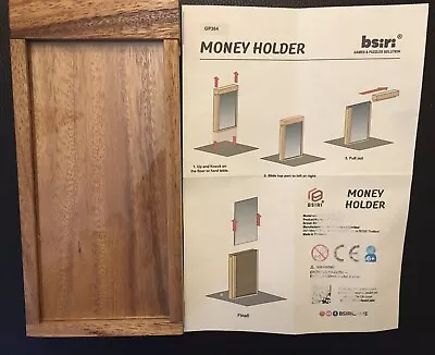 Trick Puzzle Wooden Money Holder Slide Out Made By Bsiri  • $7.63