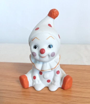 $8.99 • Buy Vtg Small Ceramic Happy Cute Baby Tumbling Clown Figure Red Polka Dot 3 