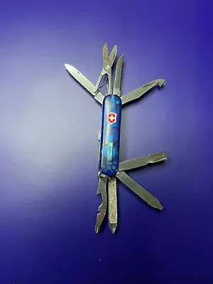 Victorinox Midnite Mini Champ Blue Swiss Army Knife W/ LED Light • $38