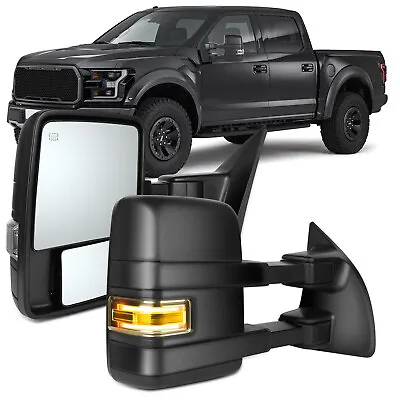 Pair Fits 04-2014 Ford F150 Power+Heated Puddle Light Turn Signal Tow Mirrors • $152.13