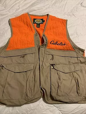 Cabela’s Blaze Orange & Tan Shooting Vest Size Large 100% Cotton  • $28.72