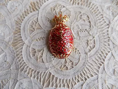 Rare  Faberge  Egg  Red  Enamel  Swarovski  Crystals  Volunteer  Pendant  Brooch • $40