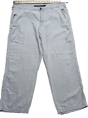 Marc Anthony Linen Pants Mens 40 X 30 Drawstring Flat Front Light Khaki • $18.88