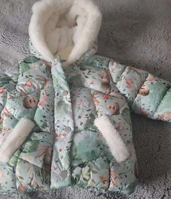 Next Coat Baby Girls Cute Winter Woodland Theme New Fur Lined Aged 3-6 Months • £18