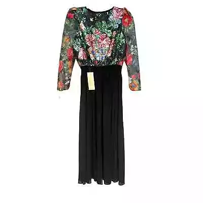 DIANE FREIS Vintage Women's S/M Georgette Sequins Beaded Festive Cocktail Dress • $249.99