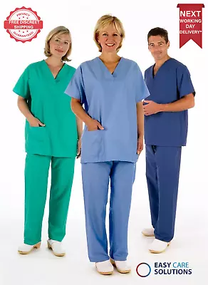 £16.99 • Buy Medical Scrub Uniform TUNIC & TROUSER Set, Unisex NHS Compliant Hospital Suit 