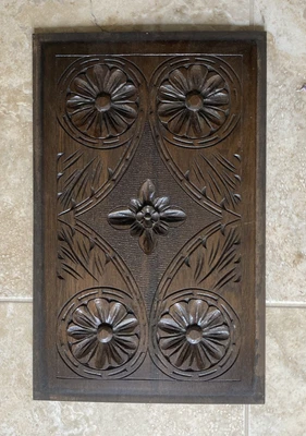 £40 • Buy Reclaimed Carved Oak Panel Floral Decoration 