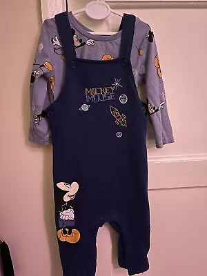Mickey Mouse Dungaree Set. 9-12 Months • £1.99
