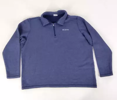 Columbia Pullover Sweatshirt Sweater Men's XL 1/4 Zip Long Sleeve Blue • $10.89