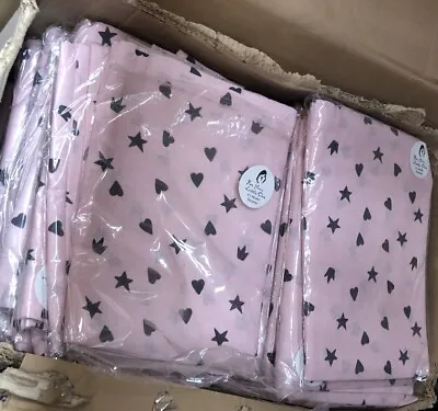 8x Pink STARS & HEARTS Muslin Squares Cotton Baby Cloths Bibs 80x80 Cm • £8.99