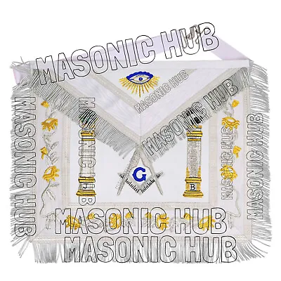  Exquisite Masonic Regalia Master Mason Sheep Apron All White Hand Embroidered  • $89.99
