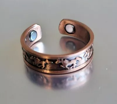 Solid Pure Copper Magnetic Ring Men Women Arthritis Adjustable Ring NEW • $8.75
