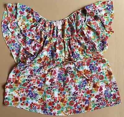 H&M Womens Garden Collection Frill Sleeve Floral Pattern Top Blouse Size 8 36 S • $6.70