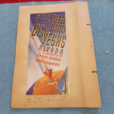 $5 • Buy Vtg 1930s LAS VEGAS Map Brochure & Union Pacific Railroad Train Menu Challenger