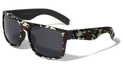 Polarized Camo Print Soft Rubberized Square Sport Sunglasses Retro Designer Mens • $8.95