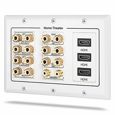 $38.77 • Buy 3 Gang Wall Plate 3gang 7.2 Surround Sound Distribution Home Theater Copper Ba