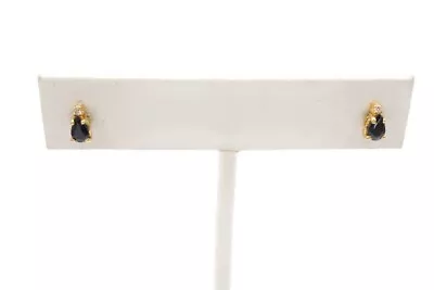 14k Yellow Gold Sapphire Diamond Stud Earrings • $116.99