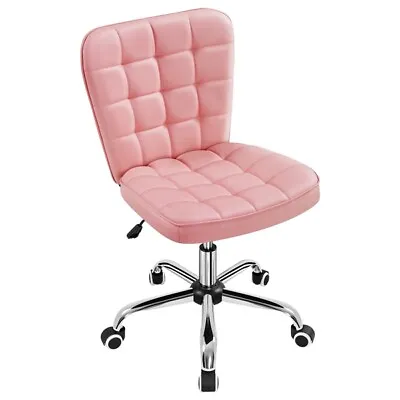 Armless Desk Task Chair Vanity Chair PU Leather Chair W/ Adjustable Seat Height • $72.99