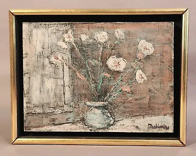 MidCentury Oil On Board Still Life Floral Painting Hrkalovic Strahimir 1907-1977 • $124.95