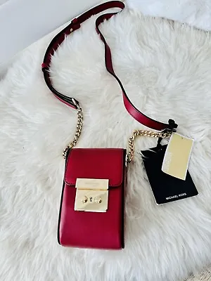 NWT Michael Kors Scout Camera Bag Crossbody Red Gold With Flaws $198 • $39