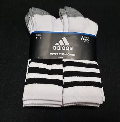 Adidas Men's Cushioned  Athletic Crew Socks (6 Pairs) Shoe SZ 6-12 Aeroready  • $18.39