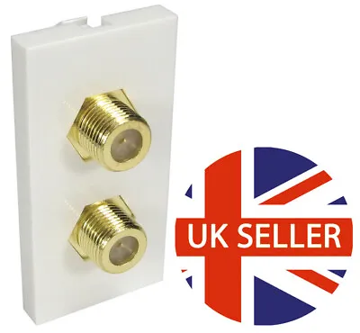 DUAL F Connector Euro Module PANEL WALL SOCKET Faceplate For SAT TV COAX LEAD  • £4.89