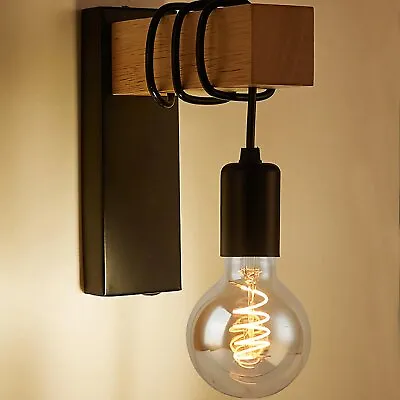 £17.89 • Buy Modern Vintage Retro Industrial Style Wood Wall Sconce Wall Lamp Light Fixture
