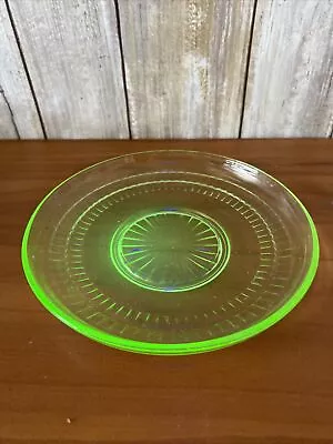 Anchor Hocking Uranium Urainium Vaseline  Glass Roulette 5 1/2” Rimmed Plate • $12.95